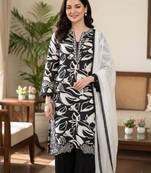 Black muslin embroidered kurta-sets