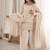 Beige silk embroidered kurta salwar suit set with dupatta
