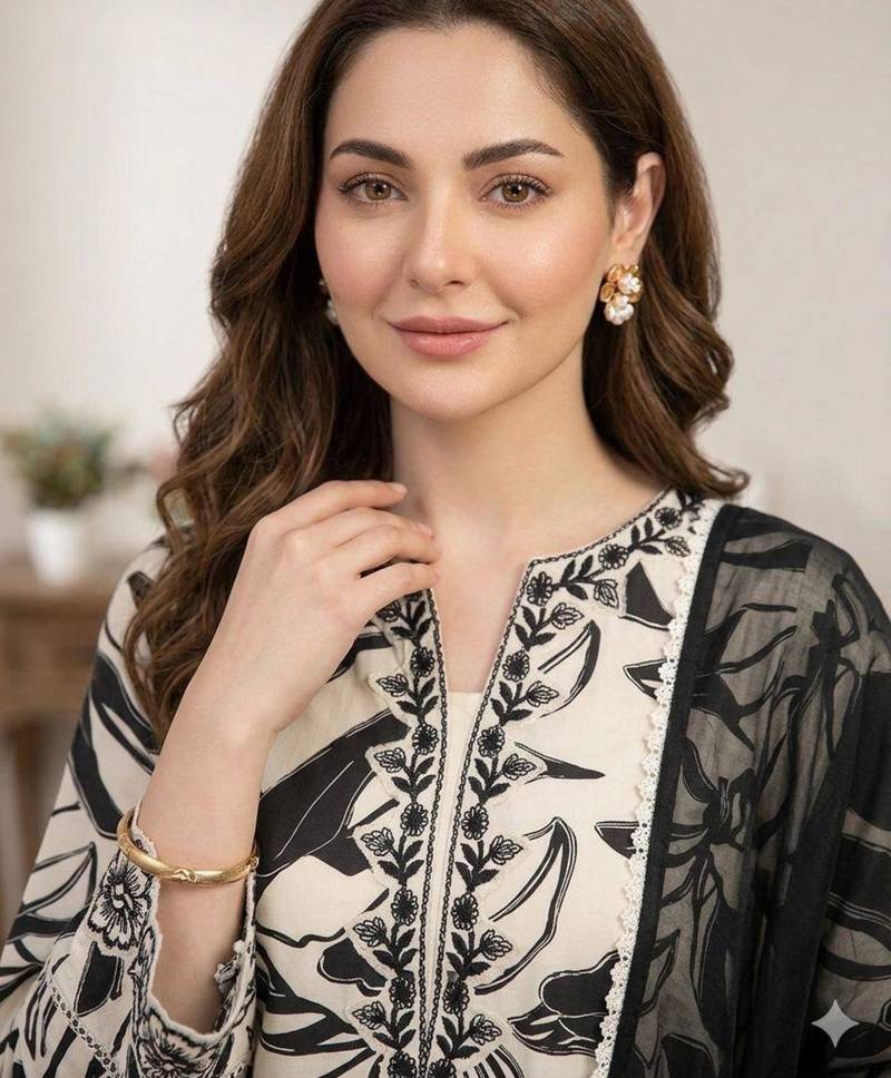Off-white muslin embroidered kurta-sets