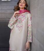 Beige crepe embroidered kurta-sets