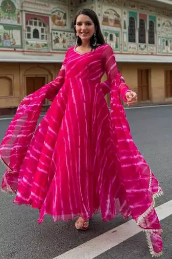Pink georgette printed kurta-sets