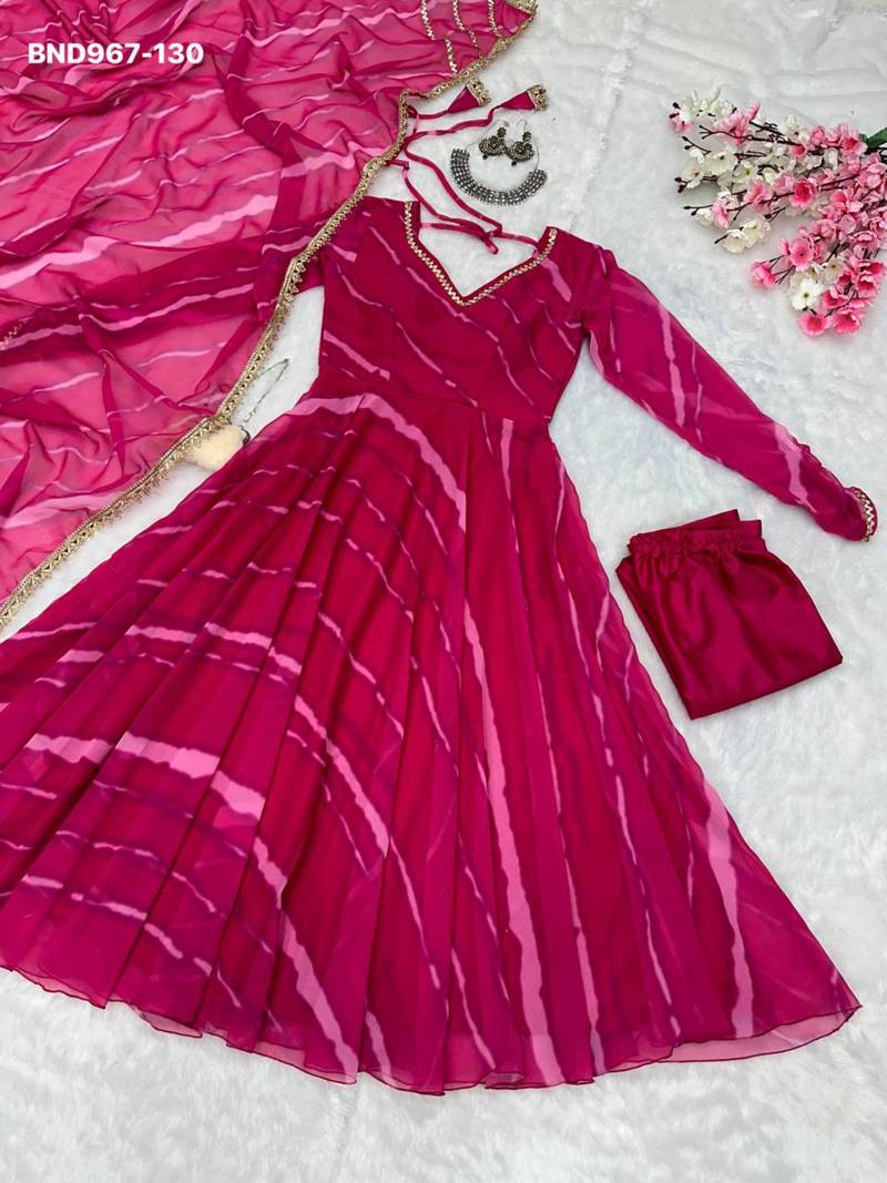 Pink georgette printed kurta-sets
