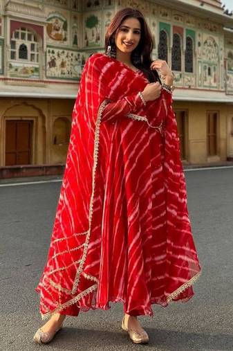Red georgette printed kurta-sets