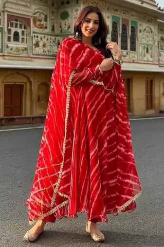 Red georgette printed kurta-sets