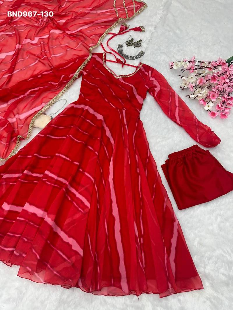 Red georgette printed kurta-sets