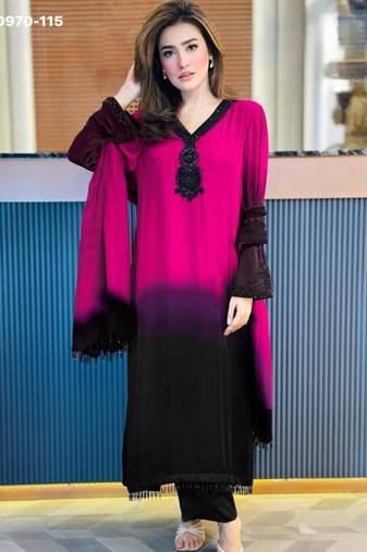 Pink crepe embroidered kurta-sets