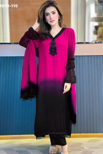 Pink crepe embroidered kurta-sets