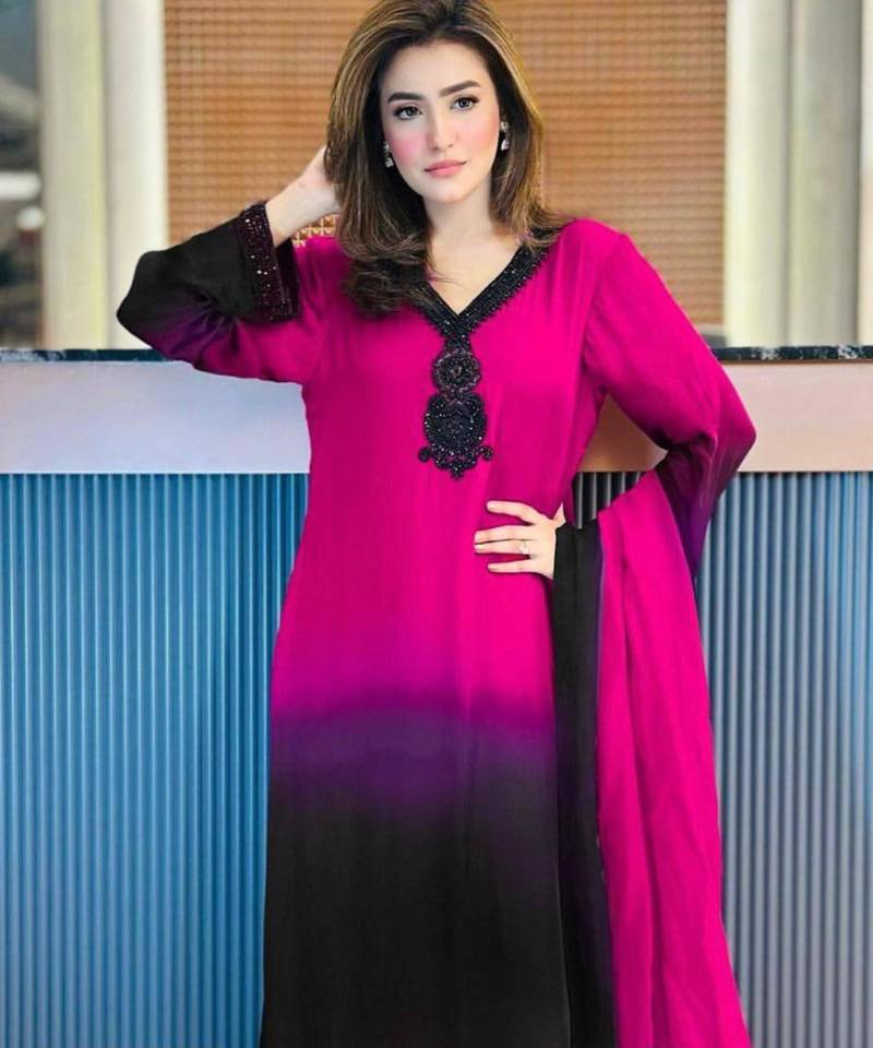 Pink crepe embroidered kurta-sets