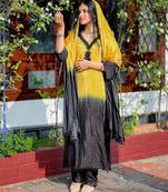 Yellow crepe embroidered kurta-sets