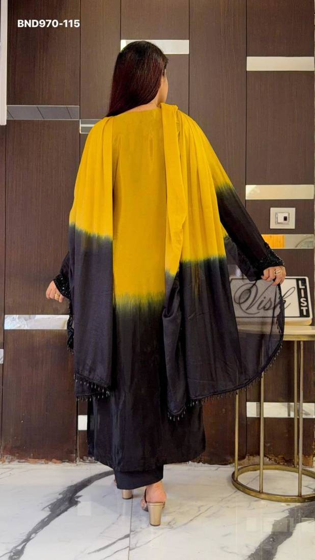 Yellow crepe embroidered kurta-sets