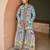 Sky-blue chinon printed kurta-sets