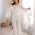 White silk blend embroidered kurta-sets