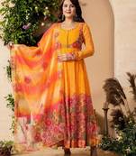 Multicolor organza printed kurta-sets