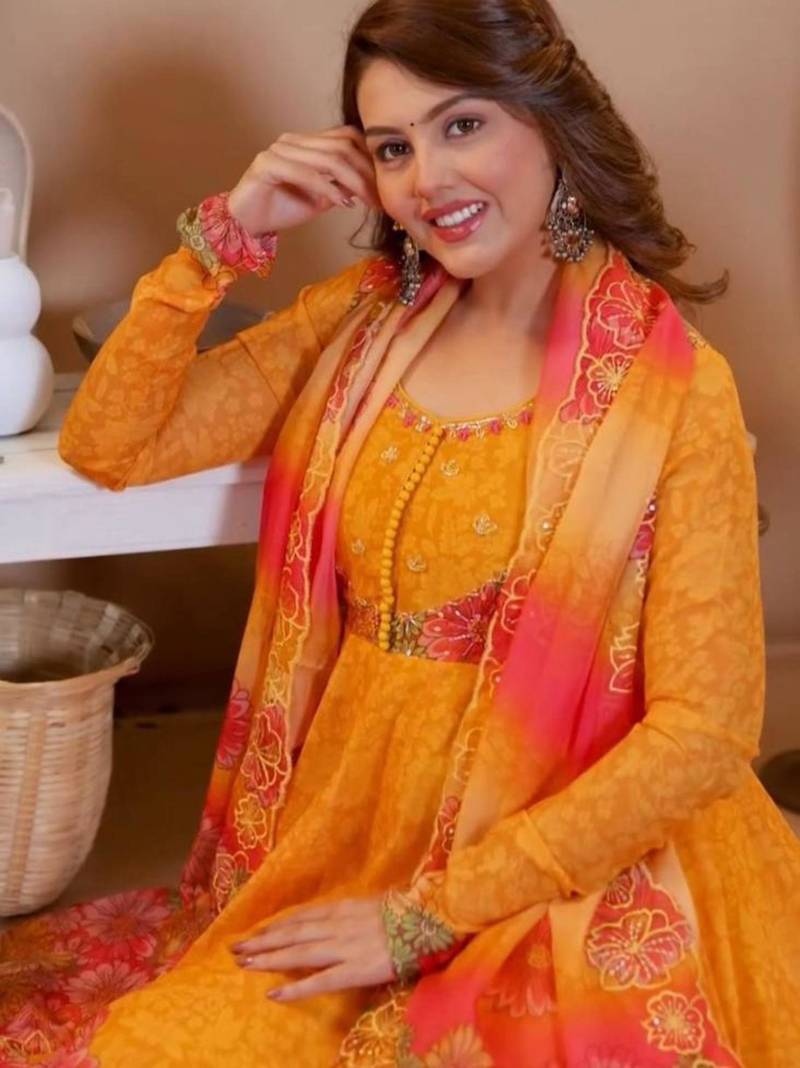 Multicolor organza printed kurta-sets