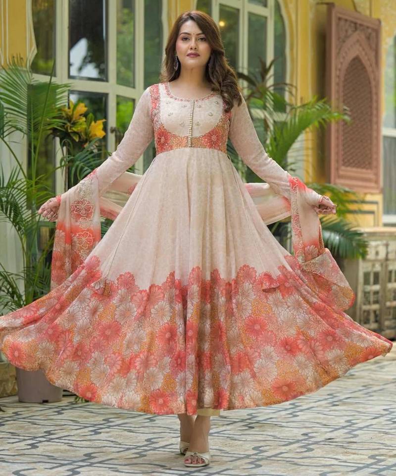 Multicolor organza printed kurta-sets