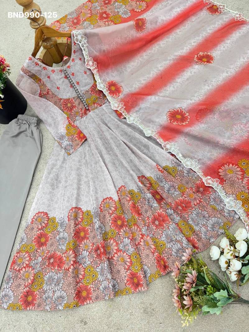 Multicolor organza printed kurta-sets