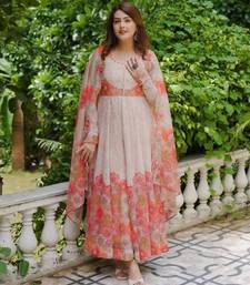 multicolor organza kurta set with printed floral patterns