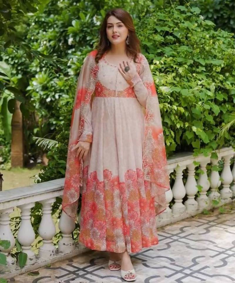 Multicolor organza printed kurta-sets