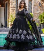 Black georgette printed kurta-sets