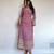 Onion-pink georgette embroidered kurta-sets