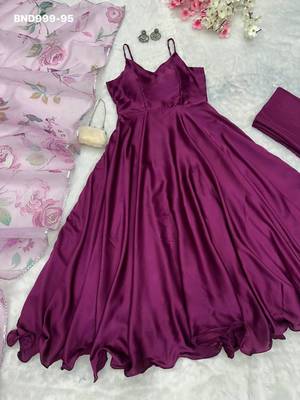 magenta silk blend plain kurta set 4