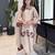Beige silk blend embroidered kurta-sets