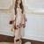 Beige silk blend embroidered kurta-sets