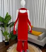Red georgette plain kurta-sets