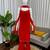 Red georgette plain kurta-sets