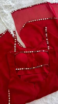 red georgette plain kurta set 3