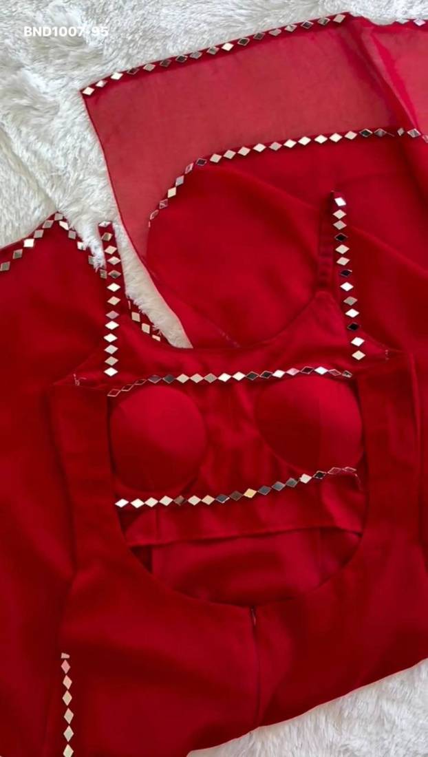 Red georgette plain kurta-sets
