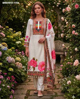 multicolor embroidered muslin kurta set 1