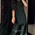 Dark-green silk blend embroidered kurta-sets