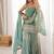 Seafoam green embroidered frendy silk  sharara suit set