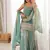 Seafoam green embroidered frendy silk  sharara suit set
