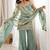 Seafoam green embroidered frendy silk  sharara suit set