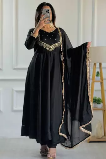 Black georgette embroidered kurta-sets