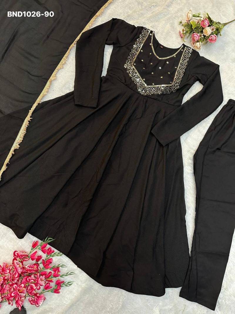 Black georgette embroidered kurta-sets