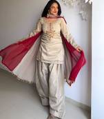 Ivory organza embroidered kurta-sets