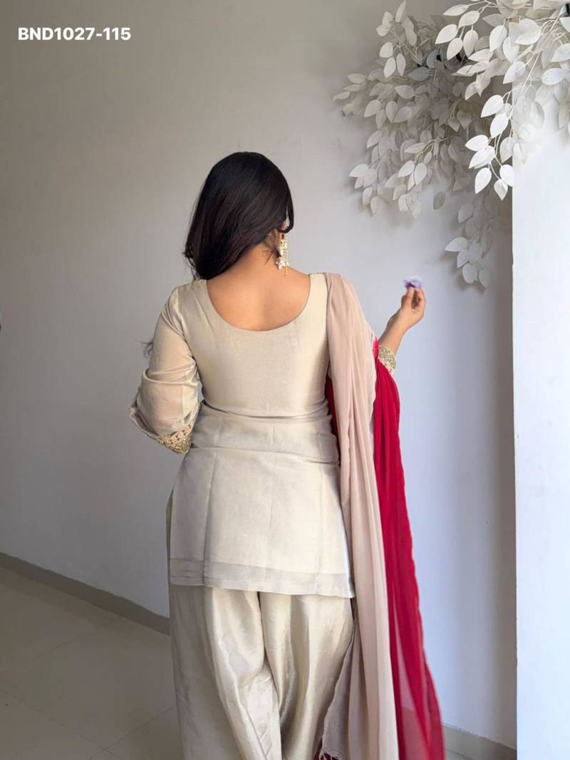 Ivory organza embroidered kurta-sets