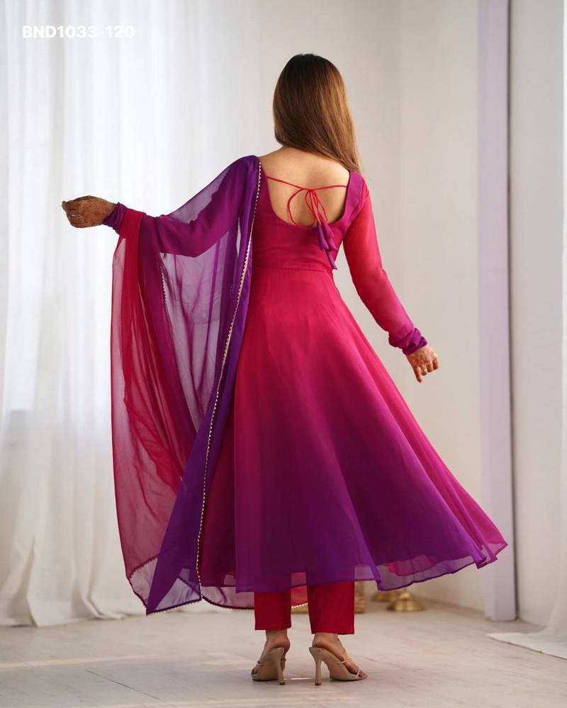 Pink georgette plain kurta-sets