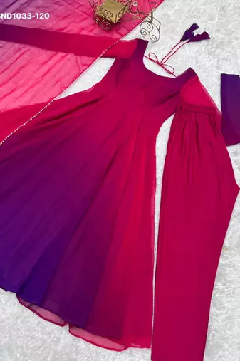pink georgette kurta set with plain anarkali style
