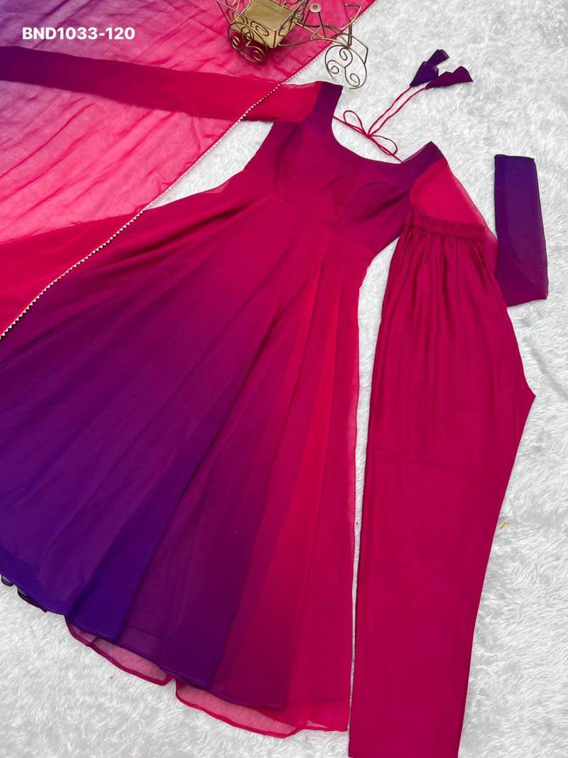 Pink georgette plain kurta-sets