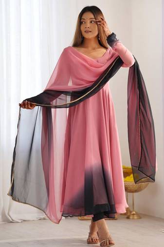Rose georgette plain kurta-sets