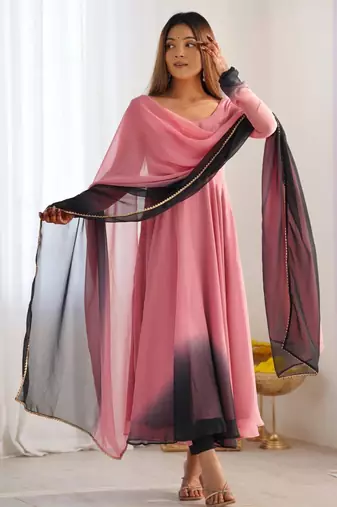 Rose georgette plain kurta-sets