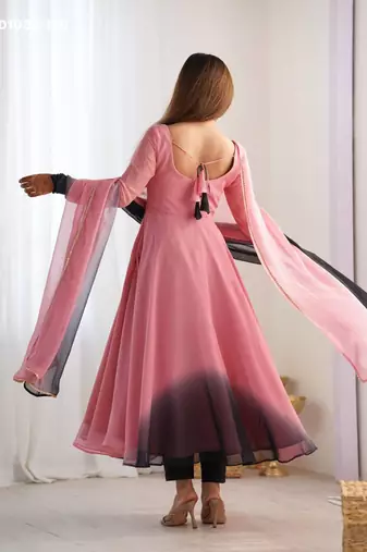 rose georgette plain anarkali kurta set