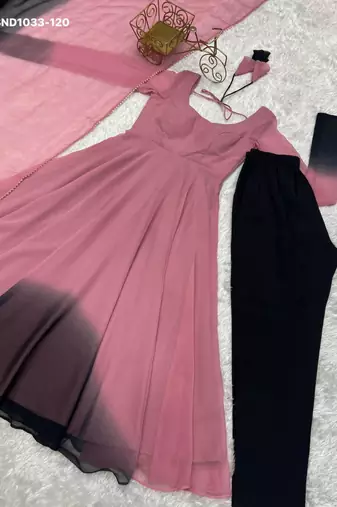 rose georgette plain anarkali kurta set