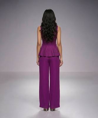 Purple embroidered raw silk co ord set 2