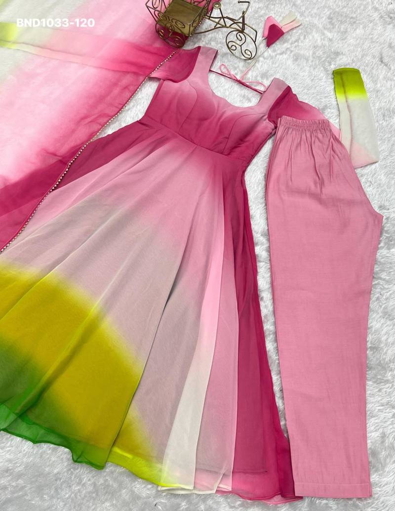 Baby-pink georgette plain kurta-sets