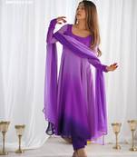 Purple georgette plain kurta-sets